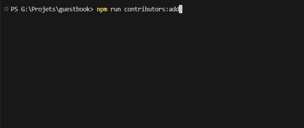 Animated terminal session showing the all-contributors CLI tool prompting for contributor username and contribution type