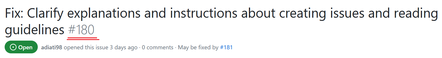 GitHub issue page highlighting the issue number displayed next to the issue title