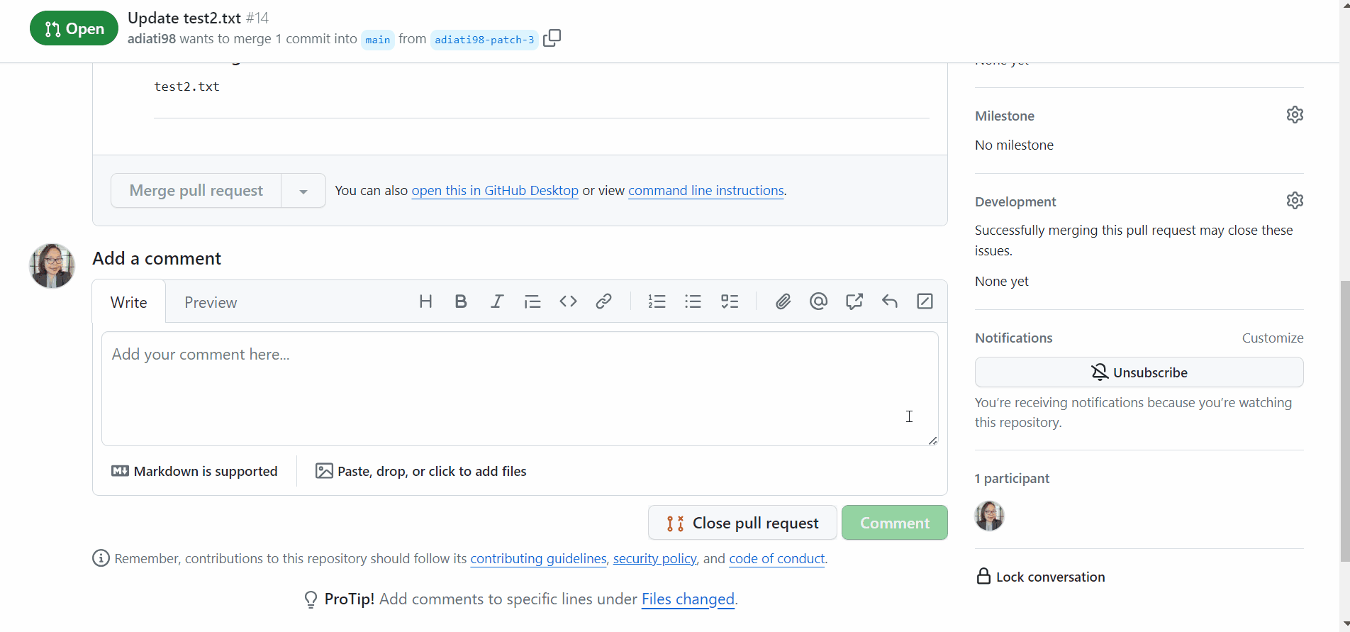 Animated walkthrough of creating and using a saved reply on GitHub to respond to issues and pull requests